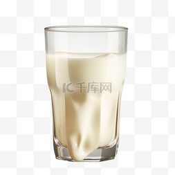 白色牛奶玻璃杯写实AI元素装饰图