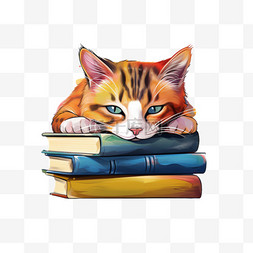 趴在书本上的猫