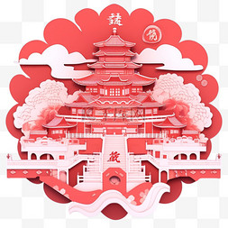 中国风背景纯色图片_建筑中国风剪纸元素