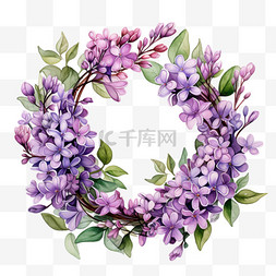 花朵淡紫色满天星花环花框花边花
