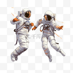 男性和女性宇航员跳舞