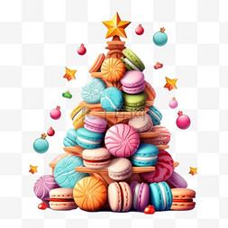 蛋白杏仁饼干图片_圣诞树形状的姜饼圣诞糖果和蛋白