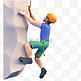亚运会3D人物竞技比赛蓝色上衣的男子攀岩