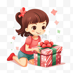 女孩在生日或其他节日收到礼物