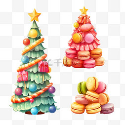 蛋白杏仁饼干图片_圣诞树形状的姜饼圣诞糖果和蛋白