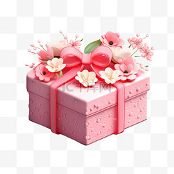 鲜花礼盒素材图片_情人节那天带心形卡片和鲜花的粉
