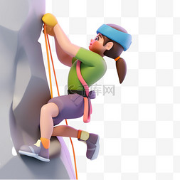 亚运会3D人物竞技比赛绿衣女子攀