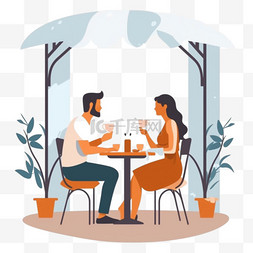 男人和女人在咖啡馆的桌子上浪漫