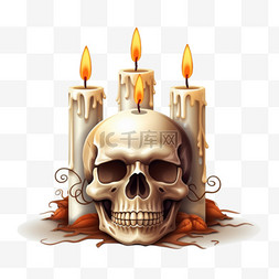 头骨图片_万圣节头骨和蜡烛