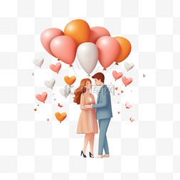 靠谱用心图片_男人用心形气球将女人抱在怀里