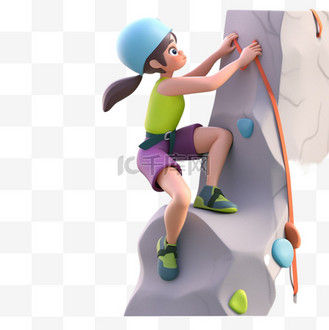 亚运会3d人物竞技比赛一个女人在攀岩