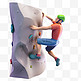 亚运会3D人物竞技比赛绿色帽子的男子攀岩
