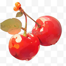 夏季水果卡通插画红樱桃