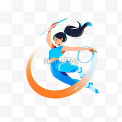 女子健身图片_女子体操蓝色扁平风格运动竞技人