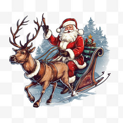 雪橇圣诞老人图片_圣诞老人骑着雪橇