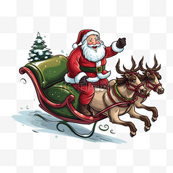 圣诞老人骑着雪橇