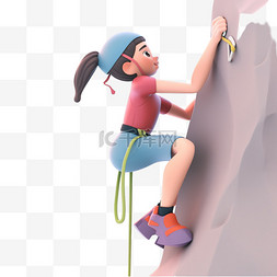 攀岩攀爬人物剪影图片_亚运会3D人物竞技比赛红衣的女子