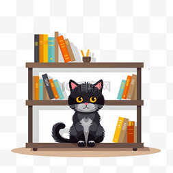 书在书架上图片_猫坐在书架上