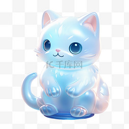 3D猫咪图片_3D图标动物渐变小猫猫咪UI素材UX设