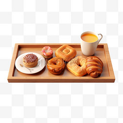 食物早餐面包咖啡AI元素立体免扣
