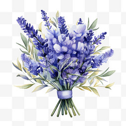 手绘水彩紫色花朵图片_水彩紫色美丽薰衣草花束免扣元素