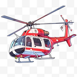 卡通飞机手绘元素交通工具直升机