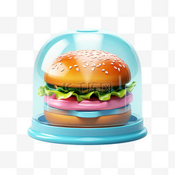 3D图标生活元素食物渐变汉堡汉堡