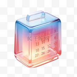 单页日历模板图片_渐变趣味日历图标玻璃质感UI设计U