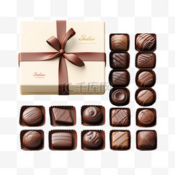 巧克力免扣图片_白色盒子整齐巧克力AI元素立体免