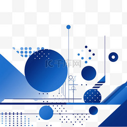 蓝色几何元素海报图片_带有半色调和线条元素的孟菲斯蓝