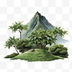 夏威夷风景海岛椰子树写实元素立