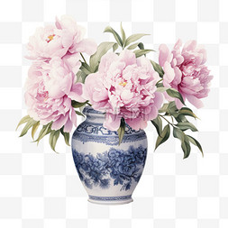 水彩鲜花花纹花瓶免扣元素