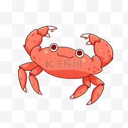 白色螃蟹卡通图片_螃蟹可爱手绘元素卡通