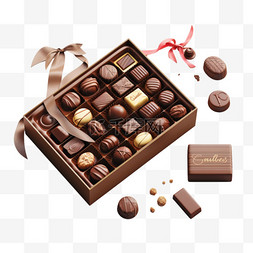 巧克力打开盒子礼盒装饰AI元素免