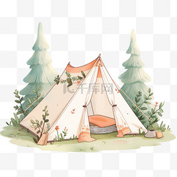 帐篷户外图片_帐篷户外卡通手绘旅游元素露营旅