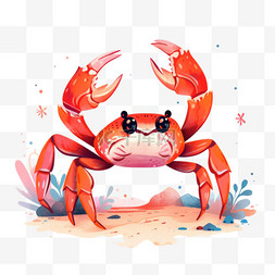 白色螃蟹卡通图片_可爱小螃蟹卡通元素