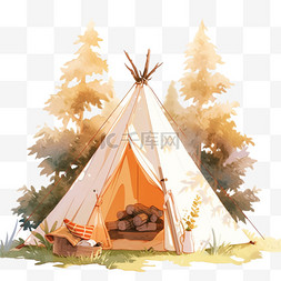 卡通露营背景图片_户外帐篷旅游卡通手绘元素露营旅