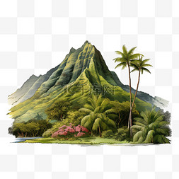 海岛风景夏威夷AI元素立体免扣图