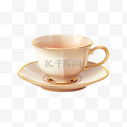 茶杯简约图片_白色茶杯简约干净AI元素立体免扣