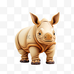 3D动物犀牛可爱犀牛模型动物宠物