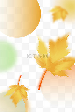 秋季背景元素图片_弥散渐变枫叶边框秋天海报背景