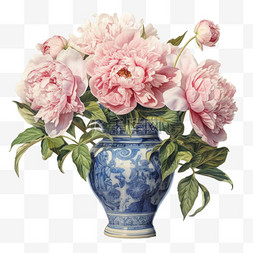 好看的栀子花图片_水彩好看粉色鲜花花瓶免扣元素