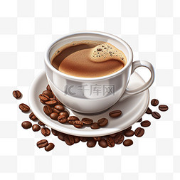 咖啡杯子餐碟装饰AI元素免扣图案