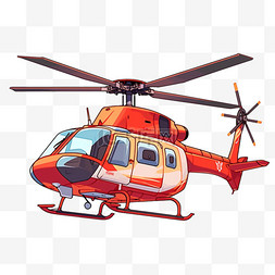 飞机元素卡通手绘交通工具直升机