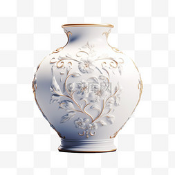 装饰花瓶白色图片_花瓶白色瓷器容器AI元素立体免扣