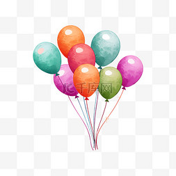 气球星星装饰图片_卡通手绘水彩儿童节趣味装饰气球