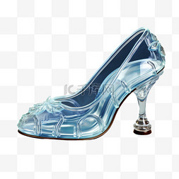 水晶鞋可爱透明AI元素立体免扣图