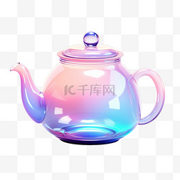 茶壶图片_茶壶茶具3D食物渐变质感图标生活