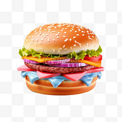 3D图标生活元素食物汉堡汉堡包渐