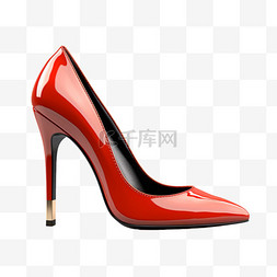 红色尖头图片_高跟鞋红色女士尖头鞋AI元素立体